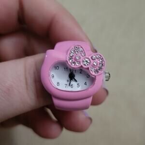 Hello Kitty pink & crystal bow watch ring
